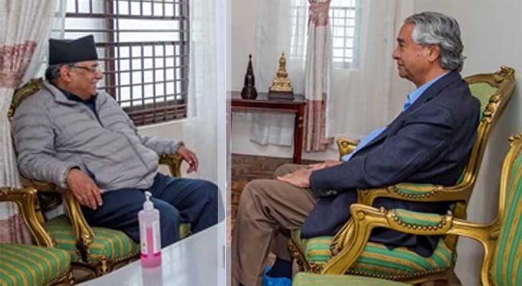 प्रचण्ड र देउवाबीच राष्ट्रियसभा निर्वाचनका विषयमा छलफल