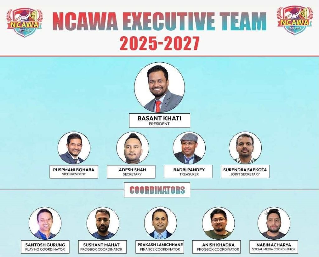 नेप्लिज क्रिकेट एसोसिएसन अफ वेस्टर्न अष्ट्रेलियाको अध्यक्षमा बसन्त खाती, यस्तो बन्यो नयाँ कार्यसमिति